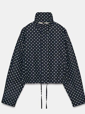 Zara Navy Blue polka dot jacket size small